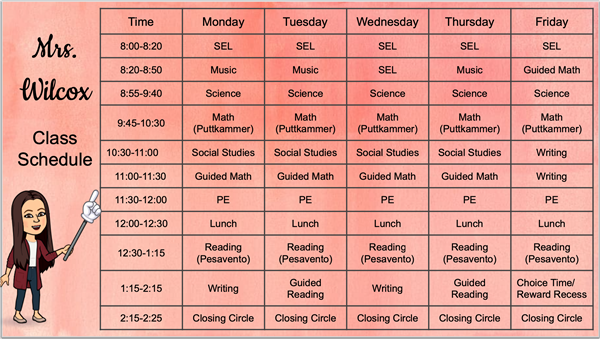 Ms. Wilcox / Class Schedule